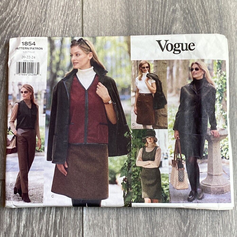 Vintage Vogue UNCUT sewing pattern #1854 plus size 20-22-24 career wardrobe 1996
